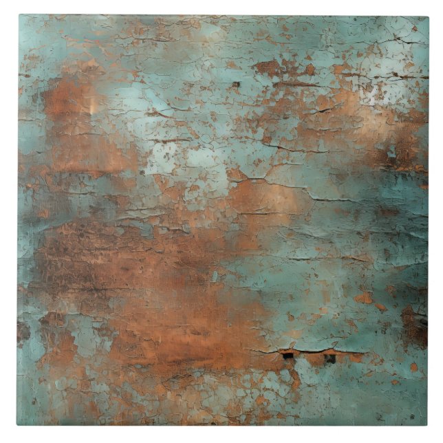 Carreau Patina de cuivre métallique rustique (Devant)