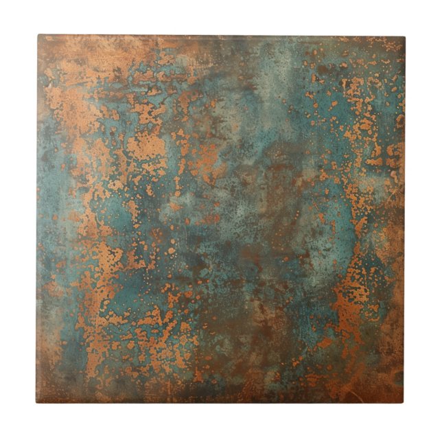 Carreau Patina de cuivre métallique rustique (Devant)