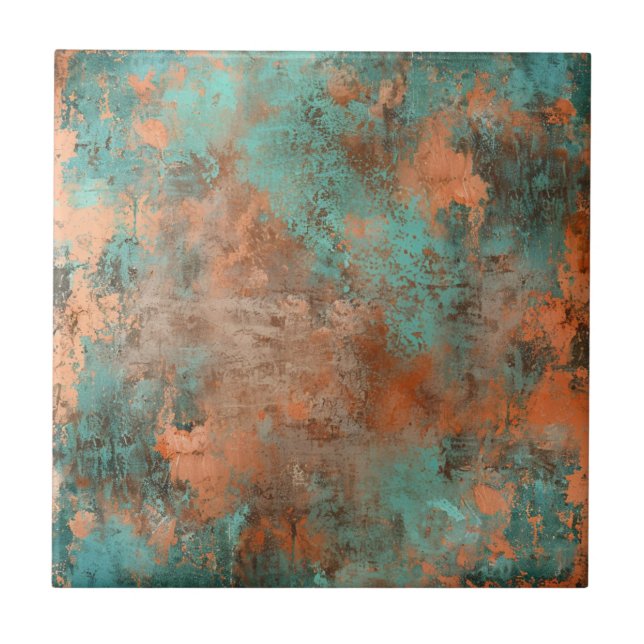 Carreau Patina de cuivre métallique rustique (Devant)