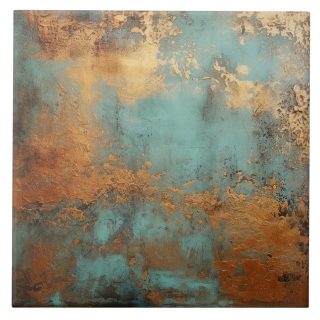 Carreau Patina de cuivre métallique rustique (Devant)