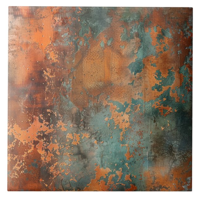 Carreau Patina de cuivre métallique rustique (Devant)