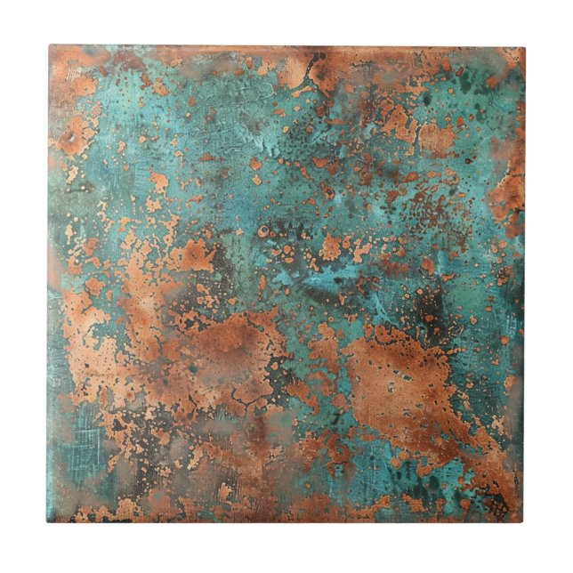 Carreau Patina de cuivre métallique rustique (Devant)