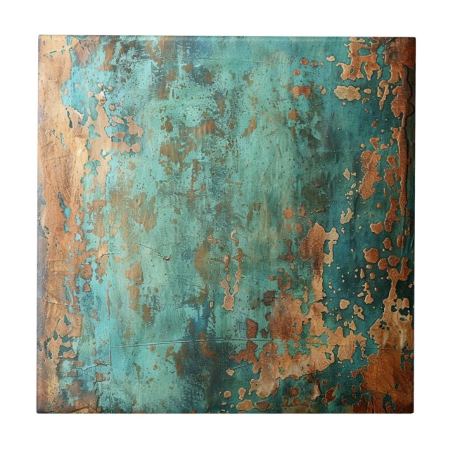 Carreau Patina de cuivre métallique rustique (Devant)