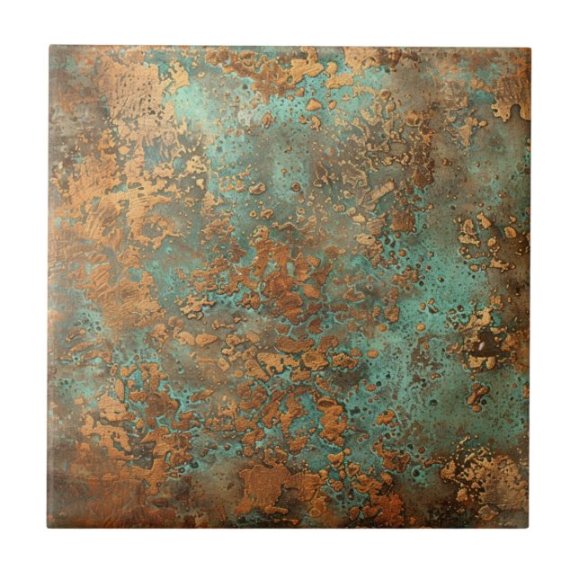 Carreau Patina de cuivre métallique rustique (Devant)
