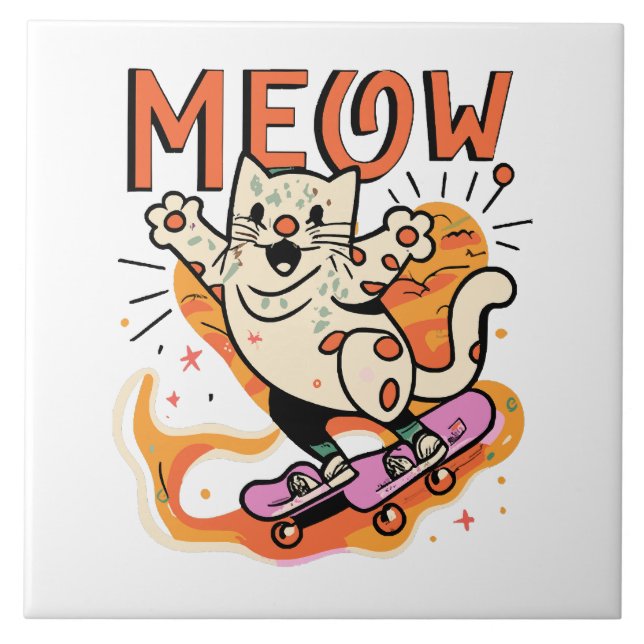 Carreau Patinage de chat Miaou (Devant)