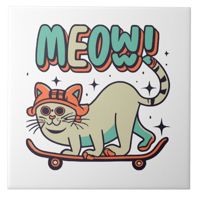 Carreau Patinage de chat Miaou (Devant)
