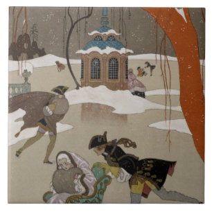 Carreau Patinage de glace sur le lac congelé