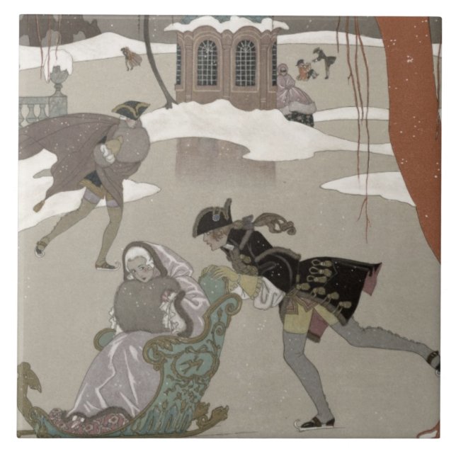 Carreau Patinage de glace sur le lac congelé, illustration (Devant)