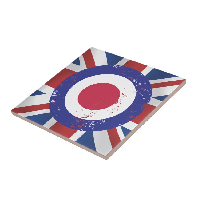 Carreau Patiné Mod Target sur l'effet soie Union Jack (Côté)