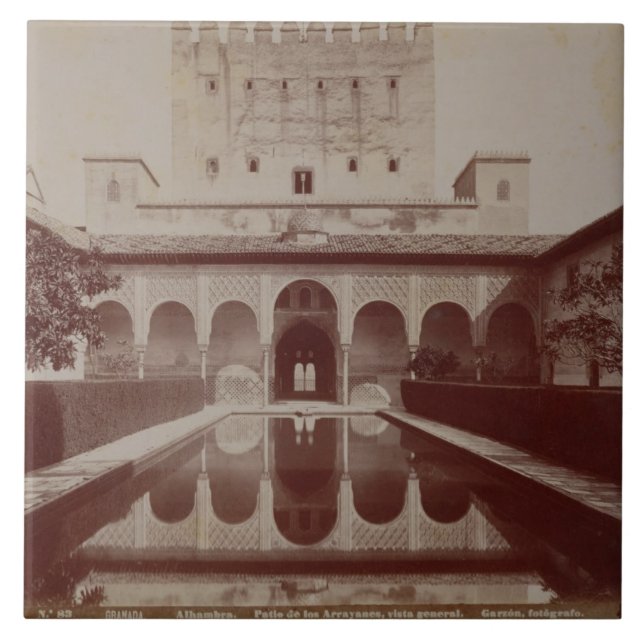 Carreau Patio de los Arrayanes, Alhambra, c.1875-80 (sépia (Devant)