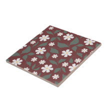 Patrimoine Moderne Daisy Floral Rouge Foncé & Vert