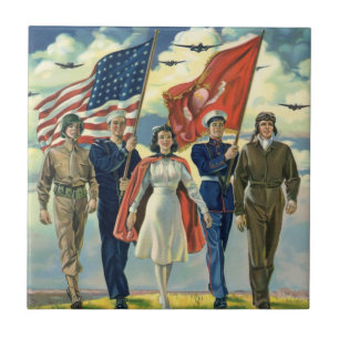 Carreau Patriote Vintage, Personnel Militaire Fier Héros