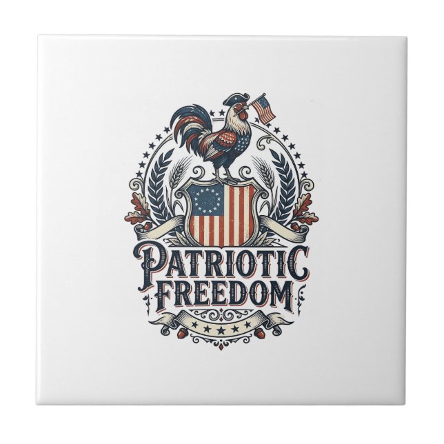 Carreau Patriotic Chicken Keeper Vector Graphic Tee_1 (Devant)