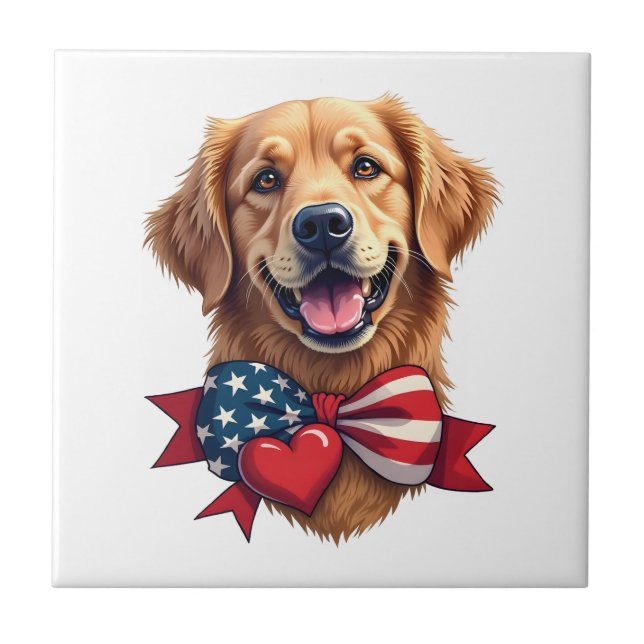 Carreau Patriotic Golden Retriever Lover Vintage Shirt (Devant)