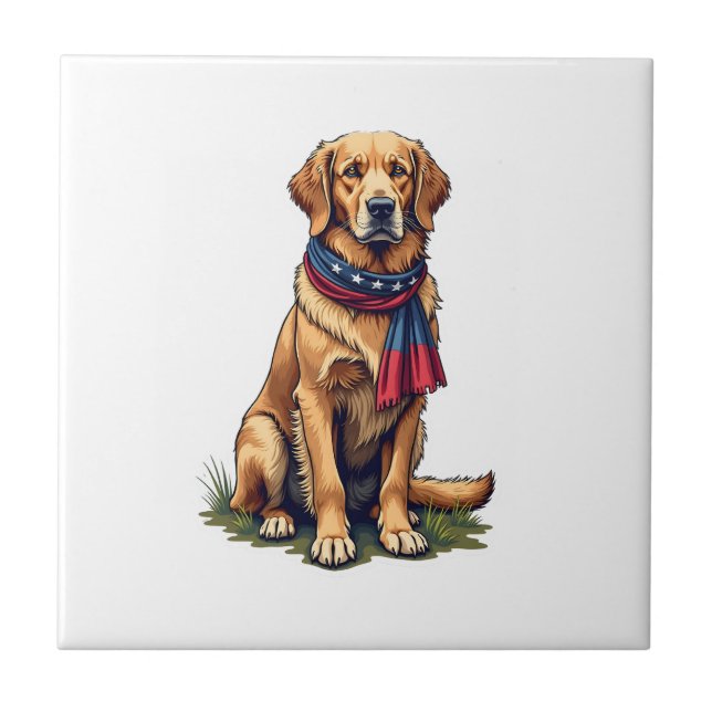 Carreau Patriotic Hunting Golden Retriever Vintage Tee 4 (Devant)