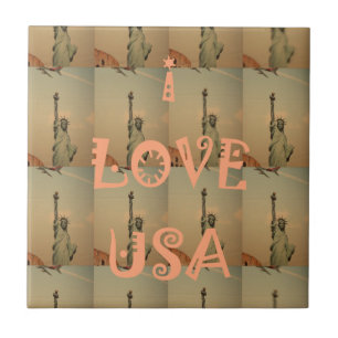 Carreau Patriotic Pop Art : "I Love USA" Graphisme Art Des