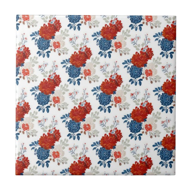 Carreau Patriotic Red Blue White Floral (4) (Devant)