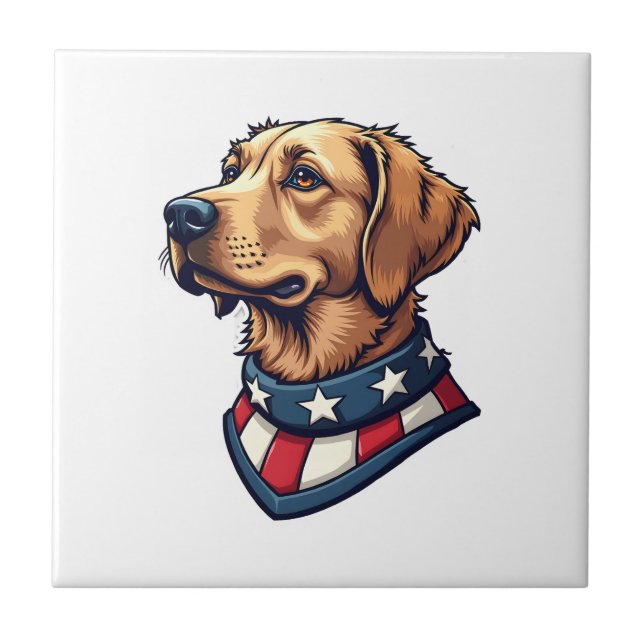 Carreau Patriotic Retriever Mascot Vintage Dog Tee 4 (Devant)