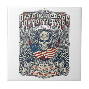 Carreau Patriotique 1776 Hors Route Crâne Monster Truck Lo