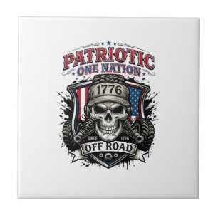 Carreau Patriotique 1776 Tout Terrain Crâne Monster Truck