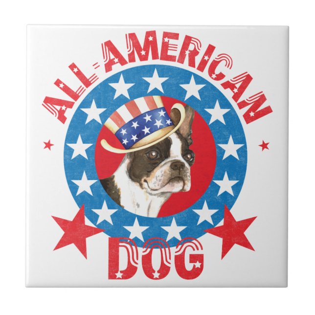 Carreau Patriotique de Boston Terrier (Devant)