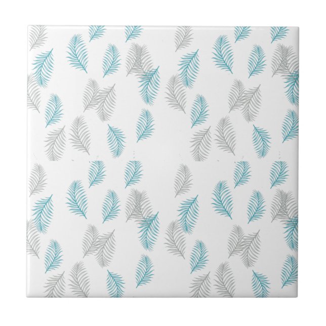 Carreau Pattern Blue & Gray Leaves (Devant)