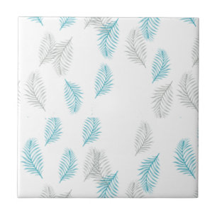 Carreau Pattern Blue & Gray Leaves