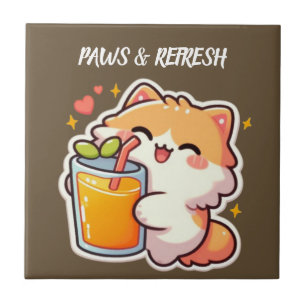 Carreau Pattes personnalisées et design de chat mignon Ref