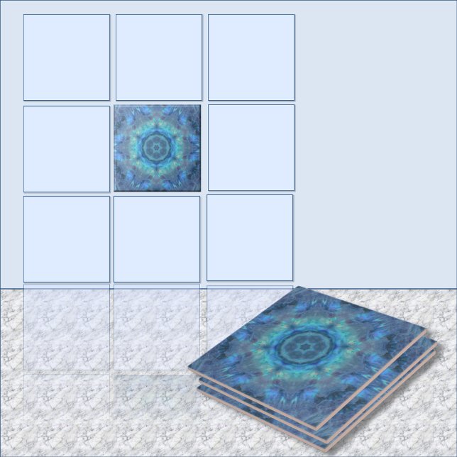 Carreau Paua circulaire motif blues (single focal tile preview)