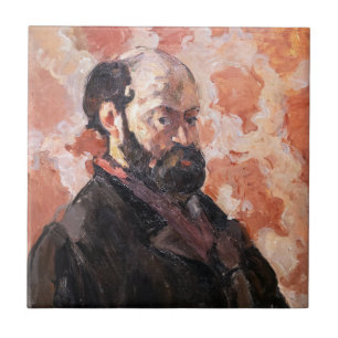 Carreau Paul Cezanne - Autoportrait avec arrière - plan ro