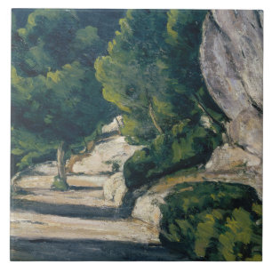 Carreau Paul Cezanne - Paysage. Route avec arbres à Rocky