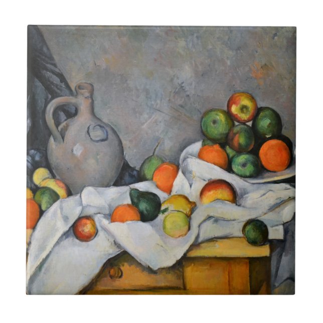Carreau Paul Cezanne - Rideau, bol de jug et de fruits (Devant)