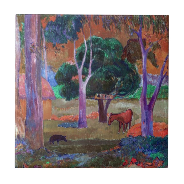 Carreau Paul Gauguin - Paysage avec un cochon et un cheval (Devant)