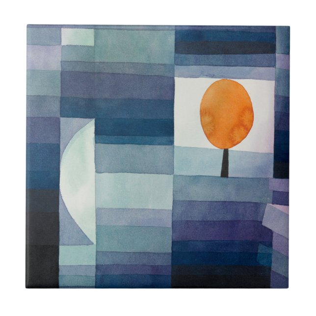 Carreau Paul Klee Abstrait Tree Blue Peinture (Devant)