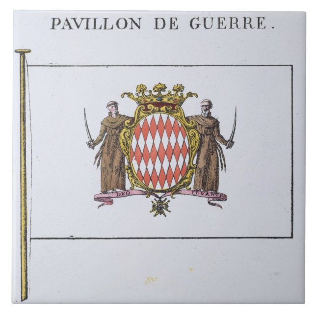 Carreau Pavillon de Guerre, détail des drapeaux du Monaco (Devant)