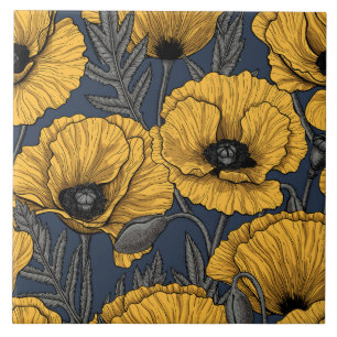 Carreau Pavot jaune sur la marine