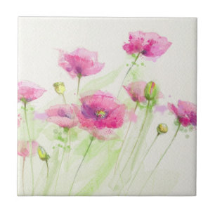 Carreau Pavots peints 3 d'aquarelle
