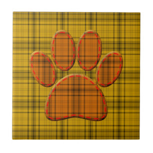 Carreau Paw Chien Jaune Orange Et Noir Plaid