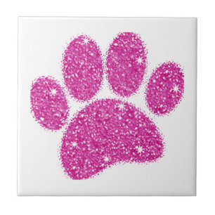 Carreau Pawprint de chien de Parties scintillant rose