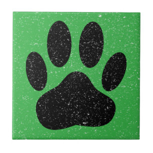 Carreau Pawprint de chien en détresse Carré vert