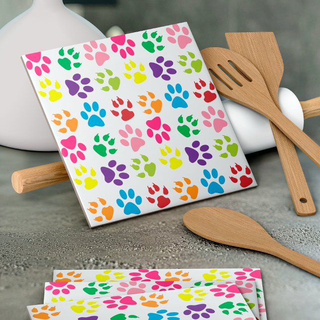 Carreau Paws Colorés, Paws Chiens, Paws Chat (Créateur téléchargé)