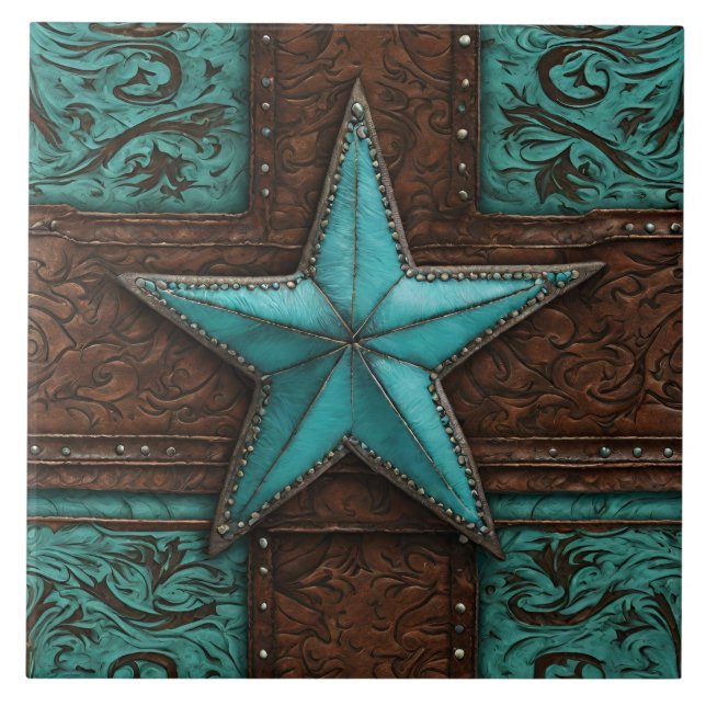 Carreau Pays primitif Brown Turquoise Western Star (Devant)