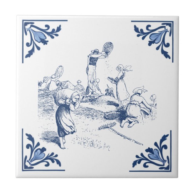 Carreau Pays vintage Abri Blé Delft Bleu Blanc (Devant)