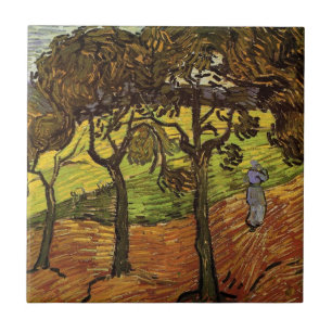 Carreau Paysage, Arbres et Personnages de Vincent van Gogh