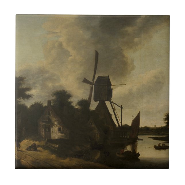 Carreau Paysage avec moulin à vent - Salomon Rombouts (Devant)