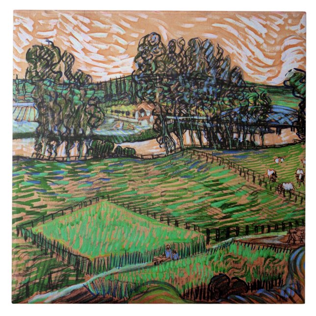 Carreau Paysage avec pont sur l'Oise (Devant)