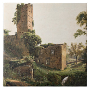 Carreau Paysage avec ruines (Ancien bâtiment en ruines)