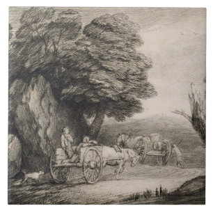 Carreau Paysage boisé de Thomas Gainsborough   avec des