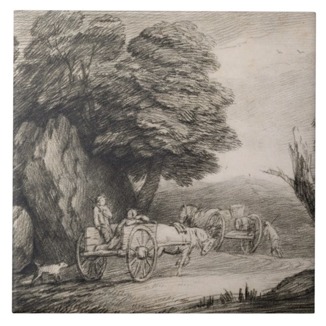 Carreau Paysage boisé de Thomas Gainsborough | avec des (Devant)