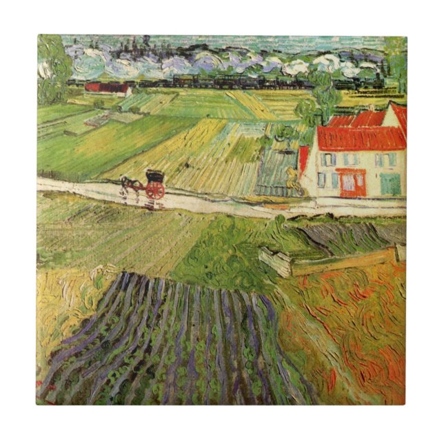 Carreau Paysage, Carrosse et Train par Vincent van Gogh (Devant)